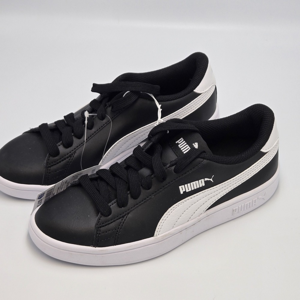 PUMA Smash V2 Black/white Leather Sneakers Kids 4C Tennis‎ Shoes Casual